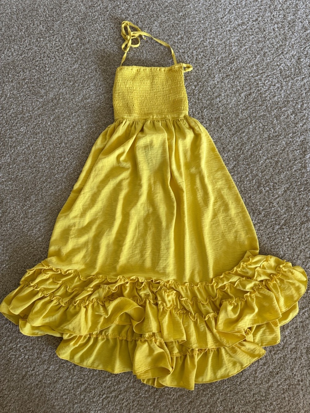 Sweet Lemon Yellow Halter Ruffle Maxi Dress